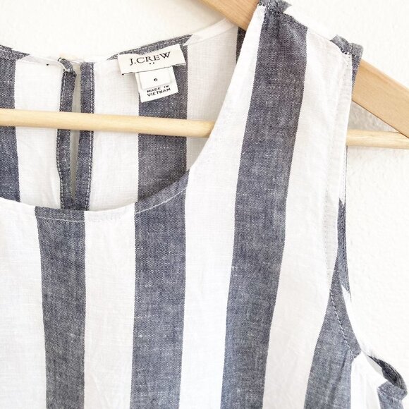 J. Crew Printed Tie Waist Stripe Sleeveless Top - Picture 2 of 10